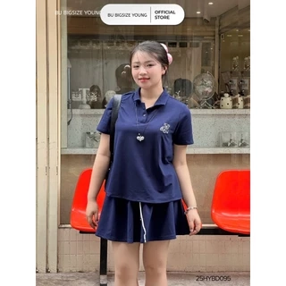 Set bộ thun suông cổ polo + chân váy BIGSIZE (55kg đến 95kg) – 25HYBD095 - [BU Bigsize Young]