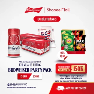 Combo 2 Thùng 15 Lon Bia Budweiser PartyPack Chính Hãng (250ml/lon)
