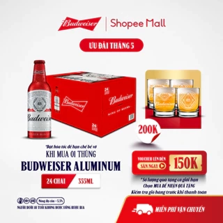 Thùng 24 Chai Aluminum Bia Budweiser Chính Hãng (355ml/ chai)
