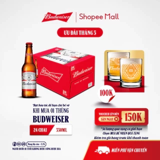 Thùng 24 Chai Bia Budweiser Chính Hãng (330ml/Chai)