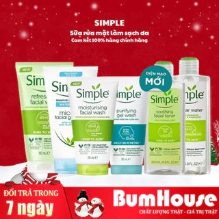 Sữa Rửa Mặt, Toner, Nước Tẩy Trang Dịu Nhẹ Simple Kind To Skin