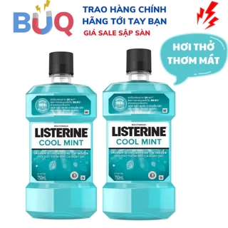 Bộ 2 chai nước súc miệng Listerine Cool Mint diệt khuẩn giữ hơi thở thơm mát 750ml/chai