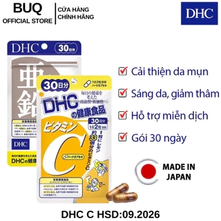 Combo Viên uống DHC Ngừa mụn Mờ thâm 30 Ngày (Kẽm 30 Viên/gói & Vitamin C 60 Viên/gói)