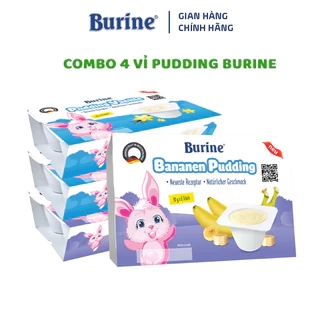 Combo 4 vỉ Pudding Vani ăn dặm Burine dành cho bé từ 6 tháng tuổi - Nhập khẩu 100% từ Đức (6 hũ x 50g x 4vỉ)