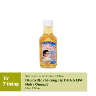 Dầu cá ăn dặm Nutra Omega 3 - Nhập khẩu từ Chi lê 240ml bổ sung DHA & EPA cho trẻ từ 7 tháng tuổi