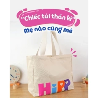 Túi vải canvas HiPP cỡ lớn đa năng cho mẹ bỉm sữa, có khóa kéo, mang đi sinh, đi làm, đi chơi...