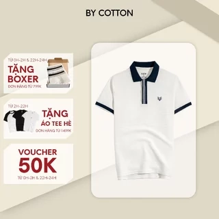Áo Thun Polo Nam Cao Cấp Gân Kem Thêu Fox Phối Bo By Cotton