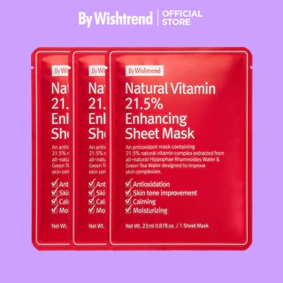 Combo 3 Mặt Nạ Giấy Cấp Ẩm, Dưỡng Sáng Da, Mờ Thâm By Wishtrend Natural Vitamin 21.5% Enhancing Sheet Mask 23ml