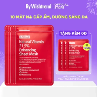 COMBO 5 Mặt nạ cấp ẩm, dưỡng sáng đều màu da By Wishtrend Natural Vitamin 21.5% Enhancing Sheet Mask 23ml