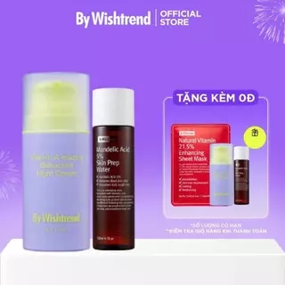 Combo Kem dưỡng hỗ trợ chống lão hóa BAKUCHIOL + Nước hoa hồng By Wishtrend Mandelic Acid 5% Skin Prep Water 120ml