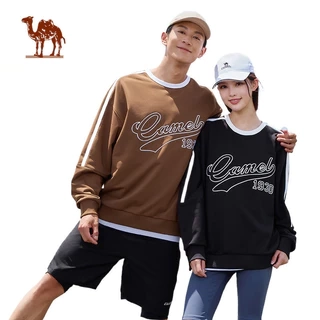 Áo thun CAMEL CROWN Áo thun nam nữ thể thao dáng rộng cổ tròn dài tay