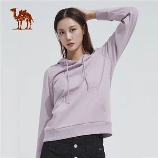 Áo thun thể thao CAMEL tay dài dáng rộng màu lạc đà thời trang cho nữ