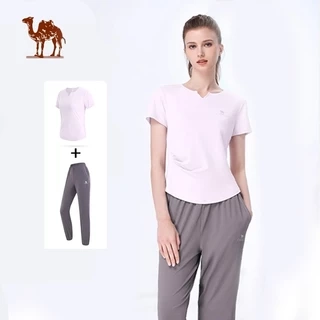 Bộ quần áo yoga CAMEL CROWN Bộ quần áo chạy bộ ngoài trời dành cho nữ Bộ hai mảnh ngắn tay