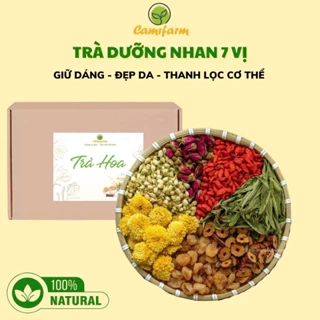 Trà Dưỡng Nhan 7 Vị Camifarm (Gồm: Hoa Cúc; Nụ Hoa Hồng; Long Nhãn; Kỷ Tử; Táo Đỏ, Cỏ ngọt, Hoa nhài)