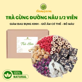 Trà gừng đường nâu thảo mộc Camifarm, bổ máu, giữ ấm cơ thể, đẹp da, giảm đau bụng kinh, tăng huyết áp