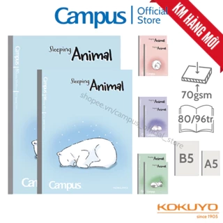 Vở (Tập) Gáy Keo Sleeping Animal Kẻ ngang7mm/4 ly ngang 80/96/120/200 Trang Khổ B5/A5 Chính Hãng Campus
