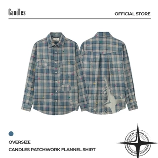 Áo Sơ Mi Candles Patchwork Flannel Shirt Oversize Unisex