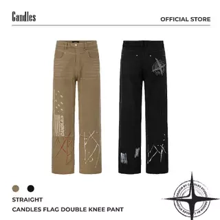 Quần Canvas Candles Flag Double Knee Straight Unisex