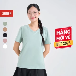 Áo phông nữ CANIFA cộc tay cổ tim dáng basic 6TS25A002