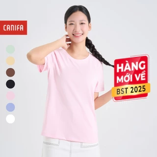 Áo phông nữ CANIFA thun chất liệu cotton pha cổ tròn tay cộc MS25 6TS25A001