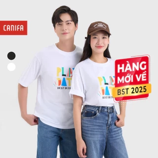 Áo phông unisex người lớn CANIFA cổ tròn cộc tay có hình in 5TS25S007