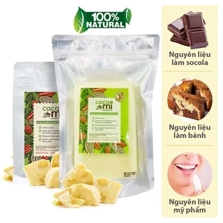 Bơ cacao nguyên chất từ hạt ca cao làm bánh socola chocolate, ăn chay CacaoMi Cocoa Butter 250g/500g