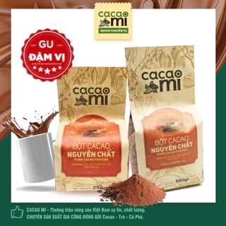 Bột ca cao nguyên chất không đường CACAOMI Premium pha chế thức uống socola trà sữa đậm vị cacao