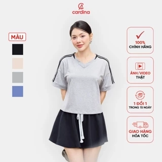 Áo phông CARDINA chất liệu cotton kiểu cổ tim dáng croptop trẻ trung năng động 5ATC14