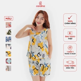 Đồ Bộ Nữ 𝐂𝐀𝐑𝐃𝐈𝐍𝐀 Chất Lụa Mango Cao Cấp Áo Cộc Tay Quần Đùi Họa Tiết Hoa 2MF04, 4BMN01