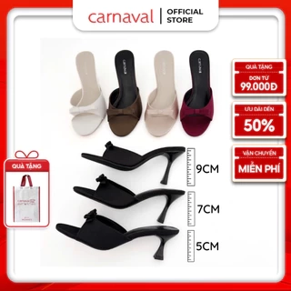 Dép Cao Gót Nữ Carnaval Gót Cao 7cm - 9cm Siêu Tôn Dáng Quai Ngang Trang Trí Nơ Siêu Xinh - VS91