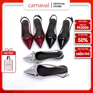 Giày Cao Gót Đế Bệt 2cm Khuyết Eo Mika Mũi Nhọn Đính Nơ Carnaval Siêu Sang - VS123
