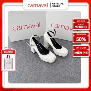 Giày Cao Gót Đế Vuông Cao 9cm Carnaval Có Quai Mũi Vuông Sang Trọng, Qúy Phái - VS95