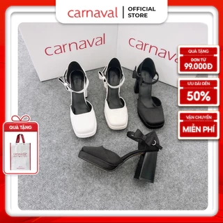 Giày cao gót mũi vuông sang trọng thiết kế hiện đại cao cấp gót vuông 9cm Carnaval - VS11