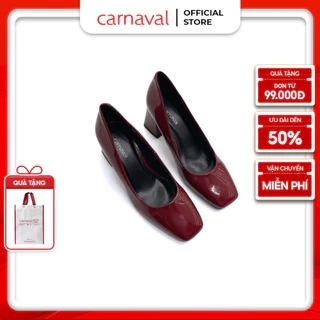 Giày Cao Gót Mũi Vuông Carnaval Sang Trọng 7 Phân Da Bóng Cao Cấp - VS67