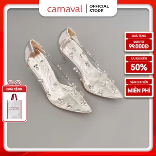 Giày Cao Gót Nữ Mika Đính Đá Carnaval Gót Nhọn 9cm, Mũi Nhọn Siêu Sang Trọng - VS84
