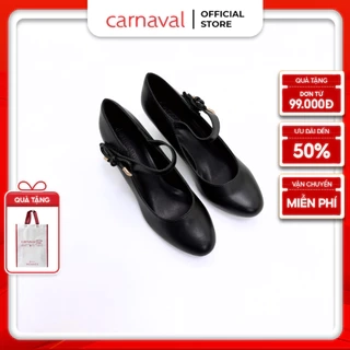 Giày cao gót nữ mũi nhọn Carnaval đế vuông cao 5cm cao cấp, siêu sang - VS74