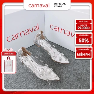 Giày Nữ Carnaval Đính Đá Trong Suốt Mũi Nhọn Hậu Bít Siêu Lấp Lánh - Sang Trọng - VS52