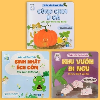 Sách Ehon Việt - Bộ Vườn Nhà Hạnh Phúc 3 cuốn Sinh nhật Ếch Cốm, Cùng chơi Ú Òa, Khu vườn đi ngủ cho bé 0-3 tuổi