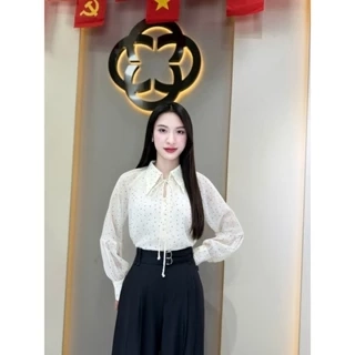 Áo Sơ Mi Nữ 𝐂𝐂𝐇𝐀𝐓 Kiểu Tay Zaclang Chất Liệu Chiffon Cao Cấp 15FDH5003ST