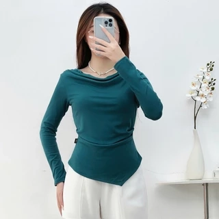 Áo Thun 𝐂𝐂𝐇𝐀𝐓 Kiểu Lệch Vai Gấu Vát Dáng Ôm Chất Vải Mềm Mịn Co Giãn 4 Chiều 23TDC2005OT