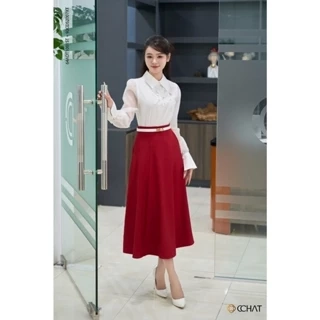 Chân Váy 𝐂𝐂𝐇𝐀𝐓 Kiểu Cạp Bổ 7 Mảnh Dáng Xòe Chất Tuytsi Mềm Mịn 93CDS2007XT