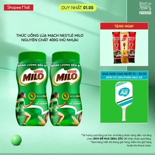 Combo 2 hũ thức uống lúa mạch Nestlé® Milo® nguyên chất 400g (hũ nhựa)