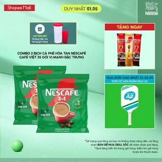 Combo 2 Bịch Cà phê Hòa tan NESCAFÉ CAFÉ SỮA ĐÁ 25 gói Gấp đôi sánh quyện