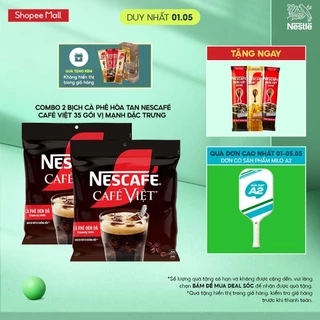 Combo 2 Bịch Cà phê Hòa tan NESCAFÉ CAFÉ VIỆT 35 gói Vị Mạnh đặc trưng