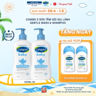 Combo 2 Sữa tắm gội dịu lành Cetaphil Baby Wash & Shampoo with Organic Calendula 400ml/chai
