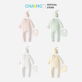 Set body dài cúc chéo liền tất tích hợp bao tay kèm mũ và yếm Bloom cho bé sơ sinh