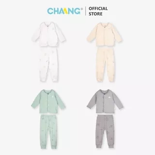 Bộ quần áo dài tay cúc giữa Monster cho bé sơ sinh chất liệu tăm lạnh