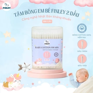 Hộp 200 tăm bông ráy tai 2 đầu kháng khuẩn cho bé Finley FL0162