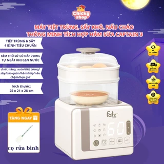 Máy tiệt trùng sấy khô nấu cháo thông minh tích hợp máy hâm sữa Captain 3 FATZBABY FB4326SL
