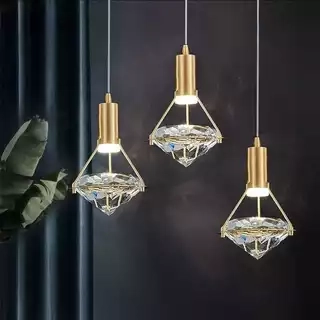 Đèn thả trang trí, decor phòng ngủ, đèn trang trí phòng khách pha lê hình kim cương D140*H65